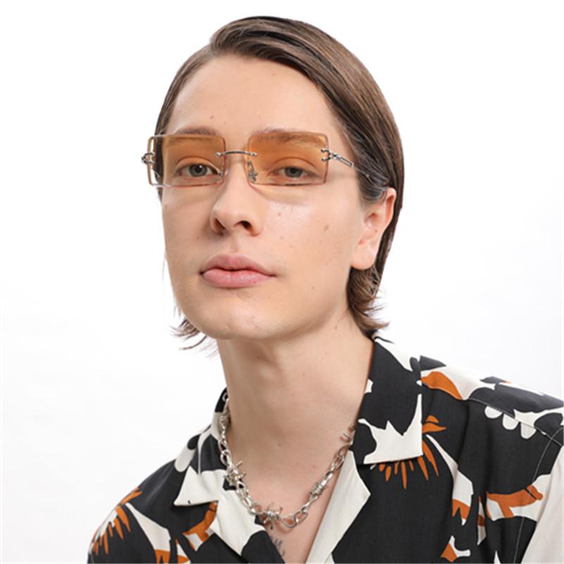 

Sunglasses Retro Luxury Women Brand Designer Rimless Gradient Sun Glasses Shades Cutting Lens Frameless Eyeglasses