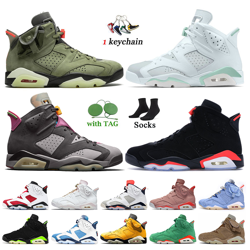 

Jordan 6 Womens Mens Retro 6s Basketball Shoes Travis Scotts British Khaki Tiffany Blue Bordeaux Black Infrared UNC Carmine Air Jorden Train