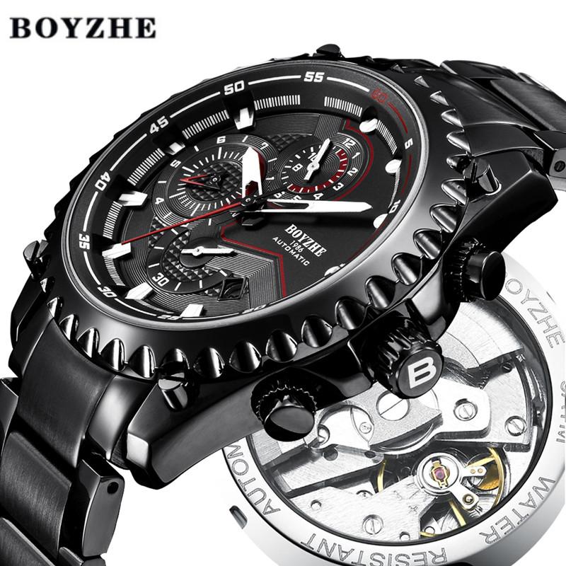

Wristwatches Men Automatic Stainless Steel Mechanical Watch Sport Skeleton Waterproof Fashion Watches Luminous Tourbillon Reloj Hombre, 0ppsilver