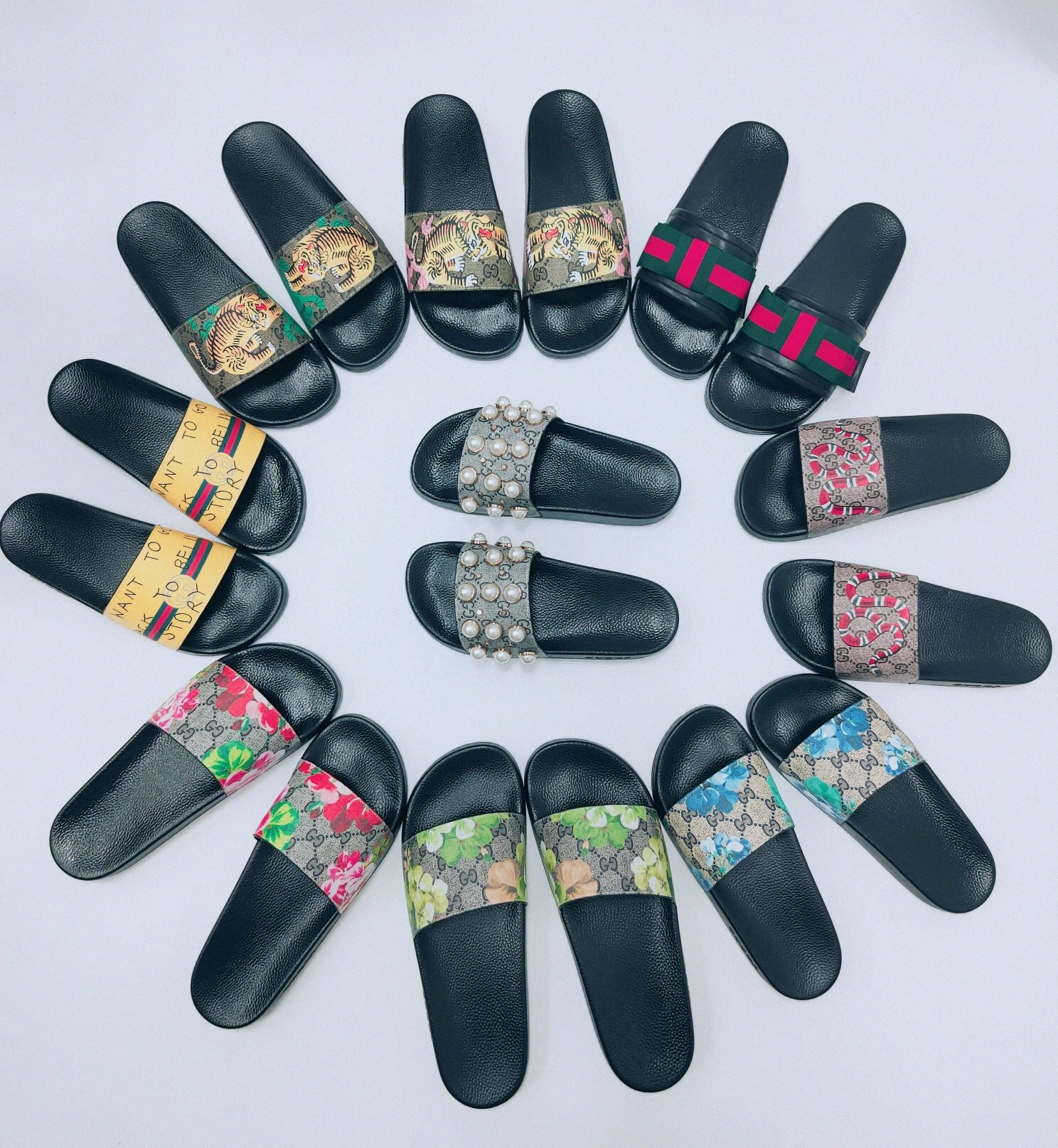 

2021 Designer Men Women Sandals with Correct Flower Box Dust Bag Shoes snake print Slide Summer Wide Flat Sandal fashion Ladies Flip FlLUte#, I need look other product
