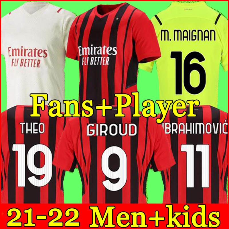 

Fans Player Version AC Milan 21 22 soccer jersey IBRAHIMOVIC GIROUD PAQUETA BENNACER TONALI ROMAGNOLI 2021 2022 CALHANOGLU REBIC football shirt men kit, 20 21 home kids