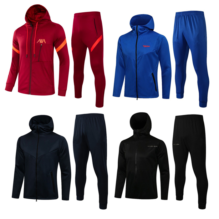 

2021 men soccer jacket Hooded tracksuit Survetement 20 21 Men long sleeve zipper jackets chandal de football training suit jogging