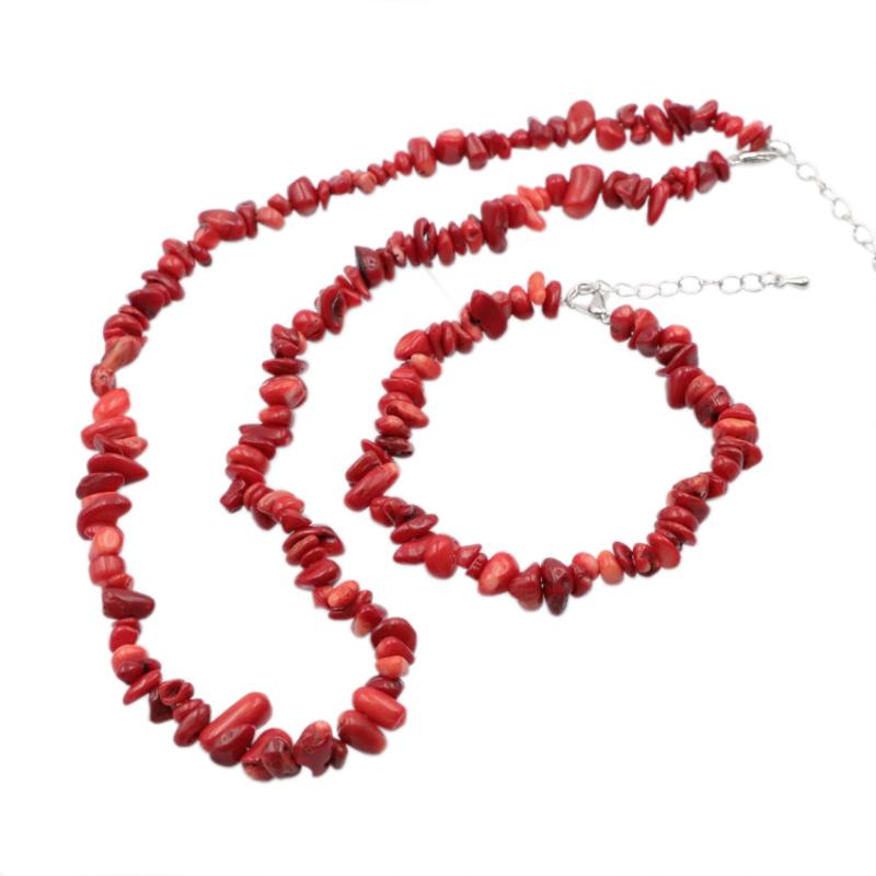 

Earrings & Necklace 16 Style Rope Chain Natural Stone Jewelry Gravel Chip Beads Bracelet Set Yoga Gift For Birthday Party Y1090, Silver