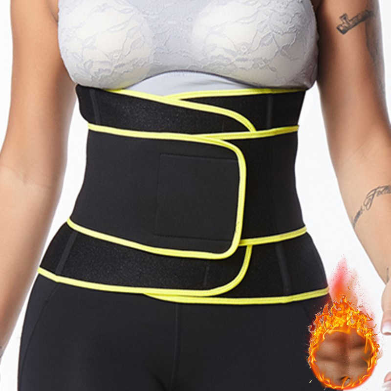 

Women Waist Trainer Sweat Belt Body Shaper Corset Belly Tummy Control Slimming Lose Weight Girdles Trimmer Shapewear Fajas, Black and yellow