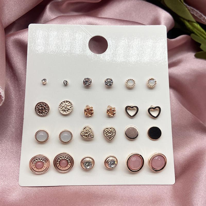 

Stud 12 Pairs Baroque Style Earrings Women Ear Studs Ladies Jewelry Decor