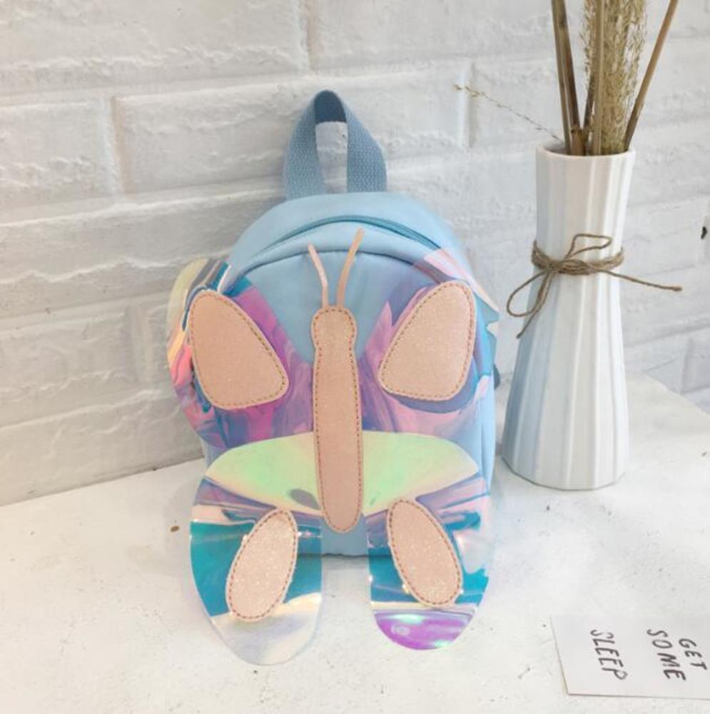 

Kids New Fashion PU Butterfly Decoration Backpack Bag Mix Color Zipper Shoulder Bag, Pink