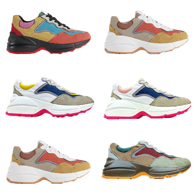 

Wholesale Cheaps Luxurys Designers Casual Shoes Rhyton Vintage Sneakers Men Women Platform Dad Sneaker Chaussures Ladies Trainers, Box