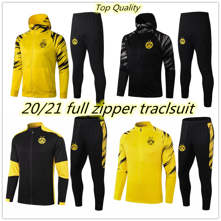 

Borussia adult tracksuit Soccer Sets full zipper jacket Dortmund hoodie training suit football set Survetement Tracksuits, Black