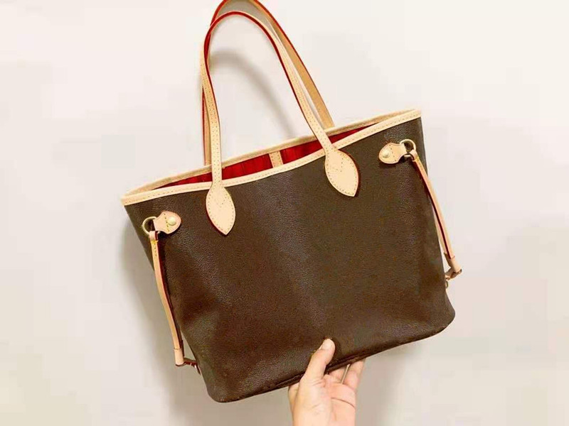 

Handbag Women Tote Bag Luxurys Designers bags womens shoulder bag Genuine handbags purses lady pocket Coin Purse 2pcs 40995, Brown lattice with red inside