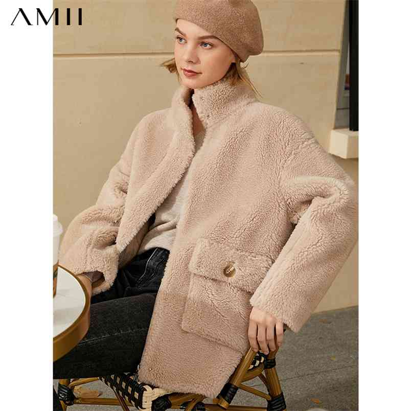 

Minimalism Fashion Winter Coat Women Causal 100%Wool Fur Lamb Thick Women' Female 12040901 210527, Apricot