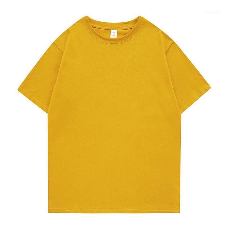 

220gsm Oversized T Shirt Men Ginger Yellow T-shirt Streetwear Tee Tops Blank Plain Color Drop Tshirts Men's T-Shirts, Black