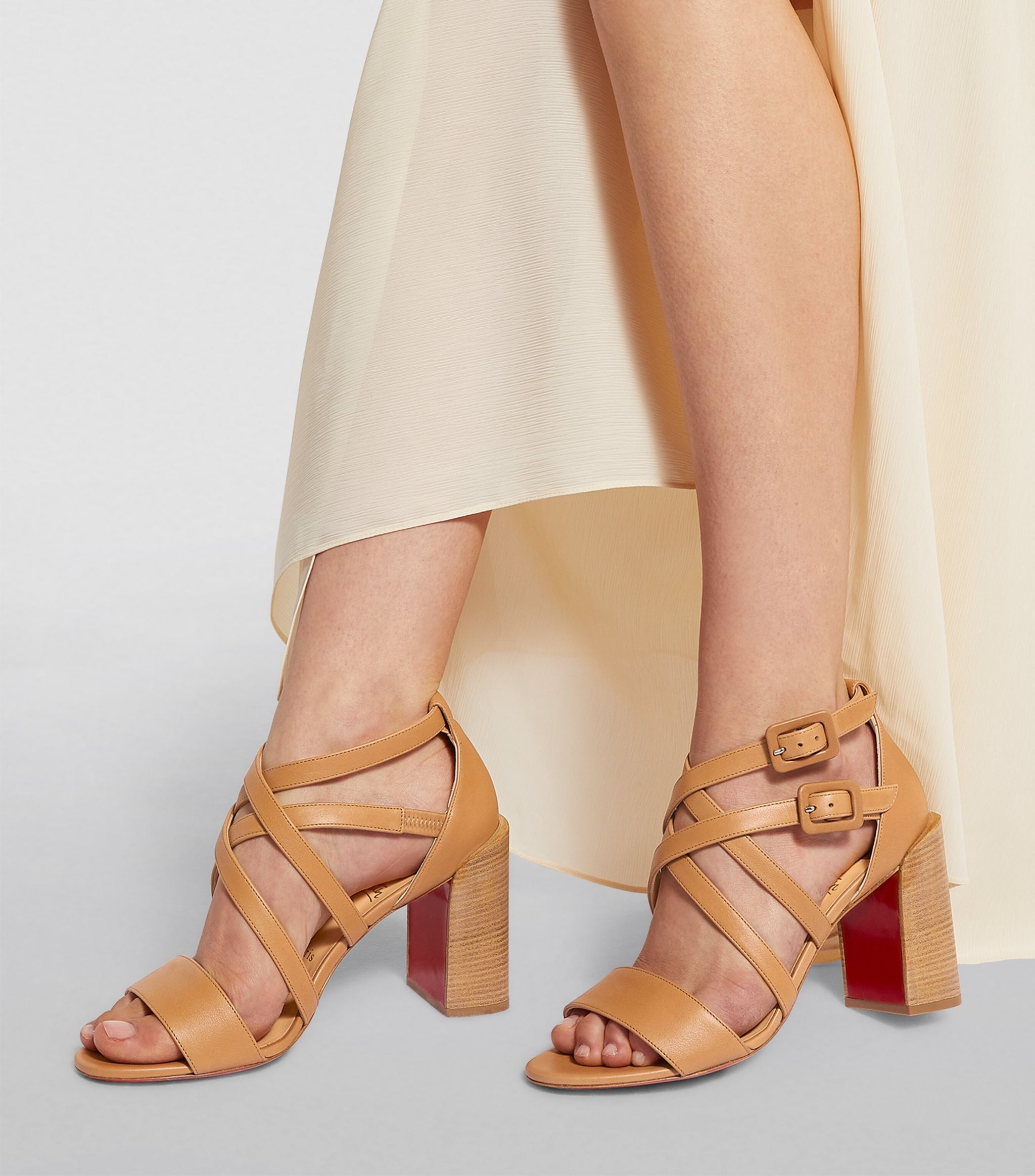 

Women Straps Sandal shoes Red Bottom Chunky Heels Women's Zefira Leather Sandals In Beige Black Colorsful suede leathers lady pumps