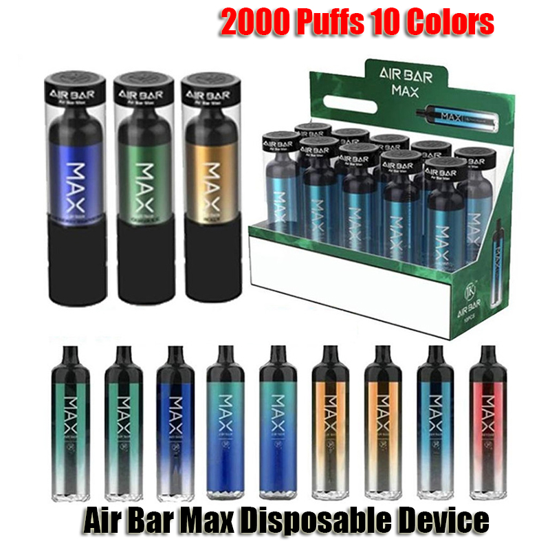 

Air Bar Max Disposable E Cigarettes Device Pod Kit 2000 Puff 1250mAh Recharge Battery 6.5ml Prefilled Cartridges Vape Pen VS Lux Bang XXL