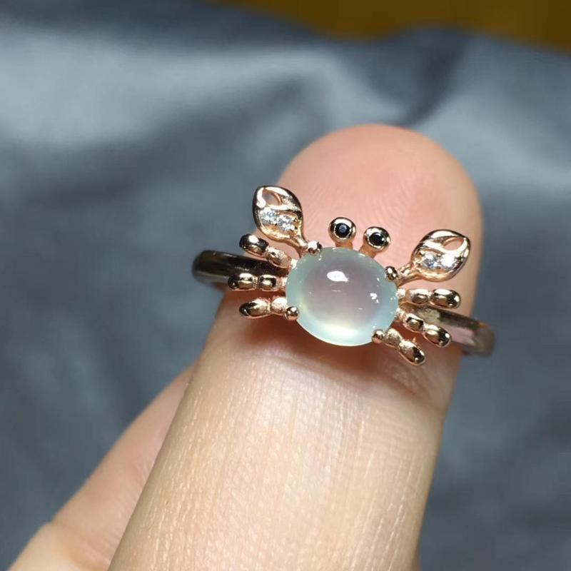 

Cluster Rings Original Natural Seed Chalcedony Egg Ball Crab Opening Adjustable Ring Diamond Noble Charm Female Silver Jewelry