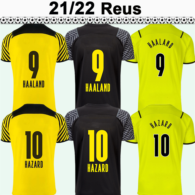 

21 22 REUS HAZARD Mens Soccer Jerseys HAALAND HUMMELS BRANDT Home yellow Away Black 3rd SCHMELZER WOLF Football Shirt Uniforms, Qm3346 2122 home bundesli.. patch