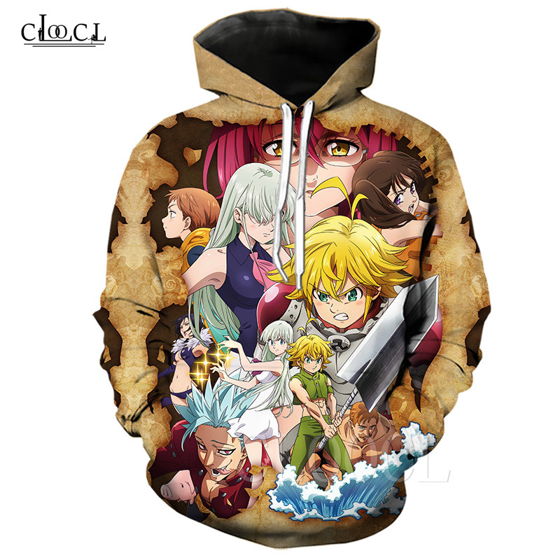 

2020 New Style Anime The Seven Deadly Sins Meliodas Hoodie Men Women 3D Print Fashion Streetwear Couples Hooded Pullovers, Black