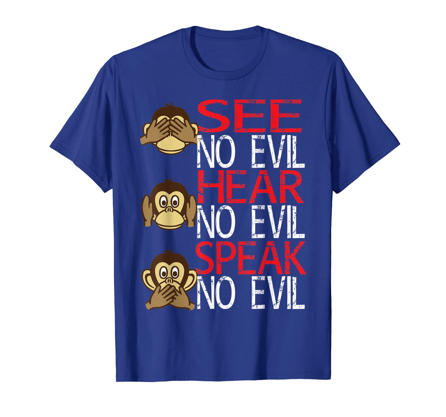 

see no evil hear no evil speak no evil tshirt funny gift, White;black
