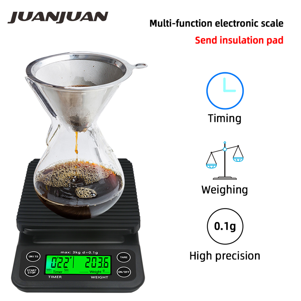 

3kg/0.1g 5kg/0.1g Digital Coffee Scale with backlight with Timer High Precision LCD Electronic Scales Weighing Tools 40% off