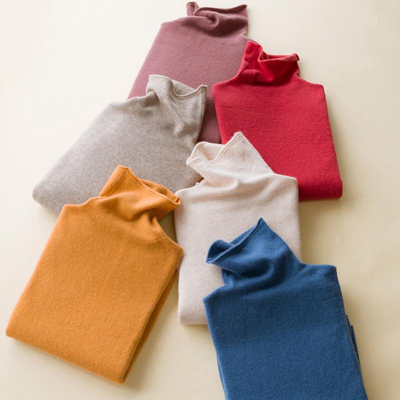 

2021 New 100% Pure Cashmere Knitted Sweater Women High Quality Turtleneck Pullover Female Winter Fashion Clothes Girls Tops, Black