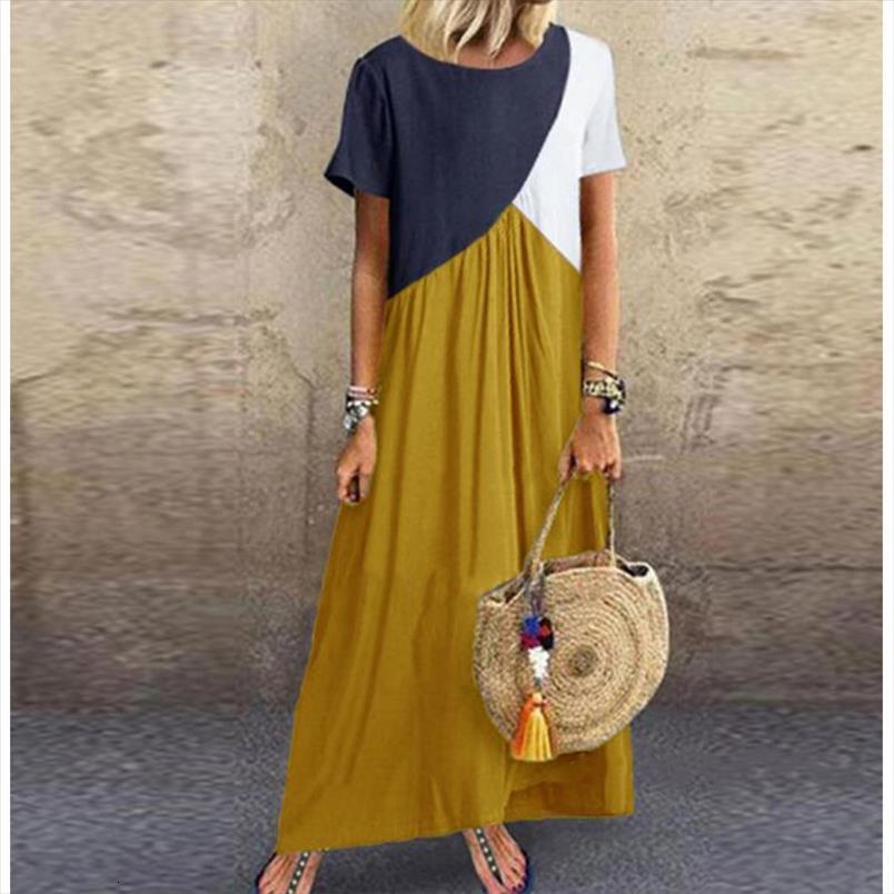 

long maxi casual beach women dresses patchwork color loose plus size, Black;gray