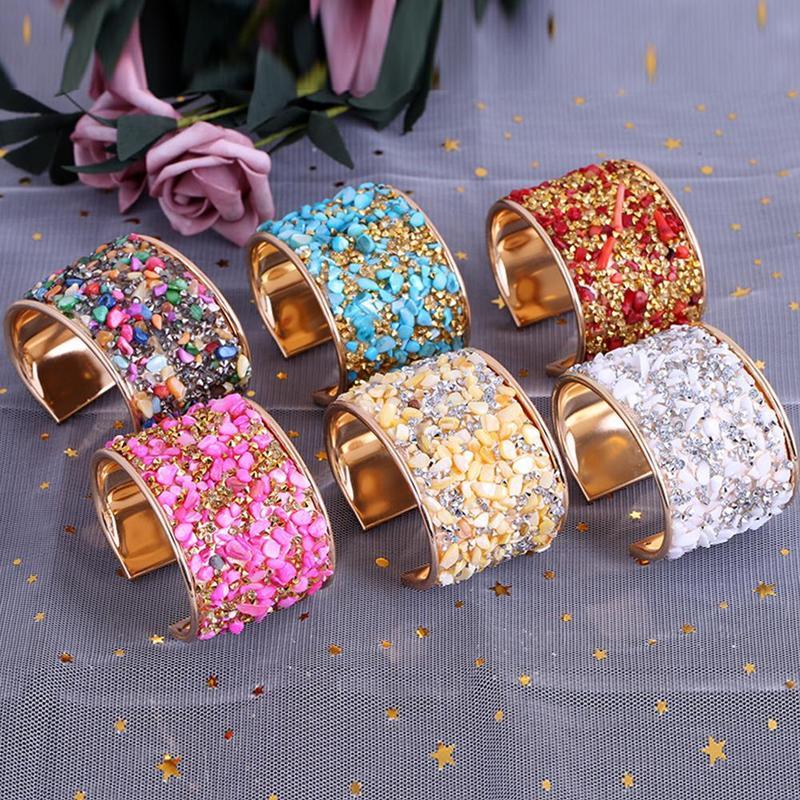 

Bangle Fashion Bracelets For Women Color Round Cuff Bangles Ethnic Rhinestone Jewelry Charm Punk Girl Accessories Gift Party