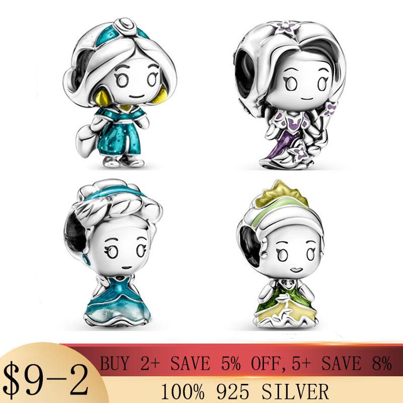 

Other Cartoon 925 Sterling Silver Charm Princess In Colorful Dress Beads Fit Original Charms Bracelet Jewelry Making DIY Gift