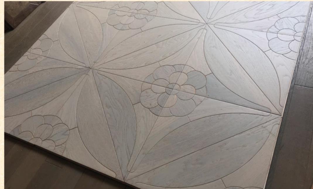 Grey Color White Oak Parquet flooring medallion inlaid floor PVC furniture lamiante parquetry marquetry art tile panel timber wallpaper backgroun-image-254408741
