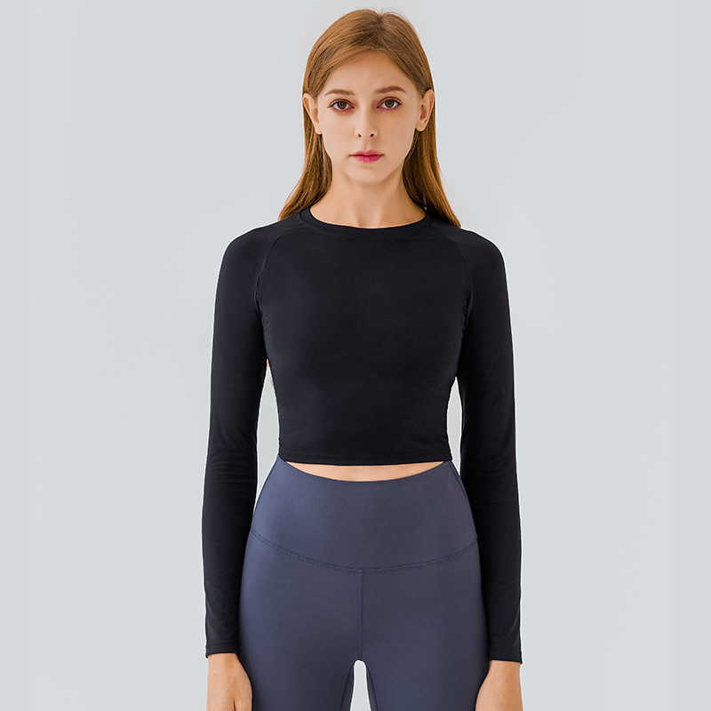 

Sexy Slim Fit Half Skin Friendly Yoga Tops Casual Versatile Wearing Bottomed Sports Running Fitness Long Sleeved Shirt Women Gym Clothes, Yue blue