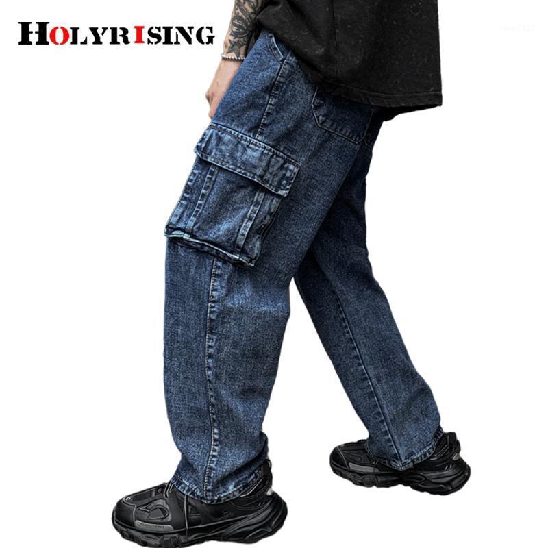 

Men's Jeans Retro Washed Multi-pocket Overalls Trousers Multi Pocket Cargo Men Fashion Denim Pants -5XL, Blue