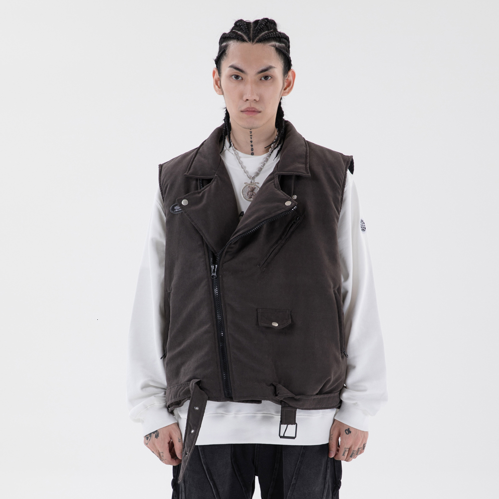 

2021 New Japanese Vintage Winter Vest Women Brand Fashion Zipper Thicken Warm Parka Outerwear Hip Hop Streetwear Coats Tops Zsrz, Black