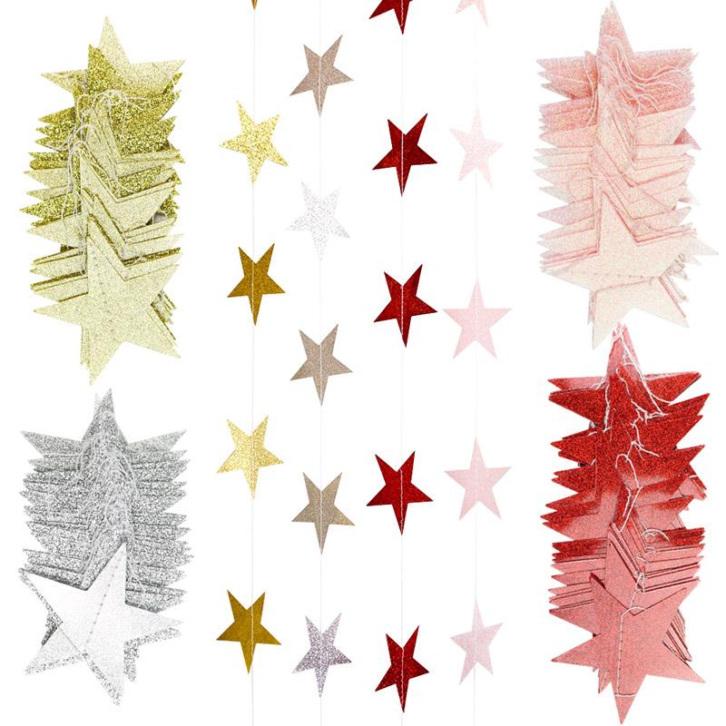 

Party Decoration Fashion Wall Hanging Paper Star Garlands 4m Long Birthday String Chain Wedding Banner Handmade Children Room Home Decor
