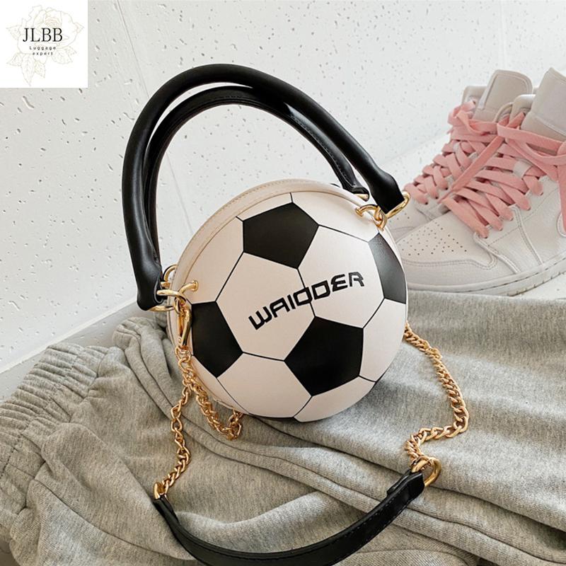 

Harajuku Football Design Women Handbags Fashion Letter Printed Shoulder Bags Lady Crossbody Bag Luxury Pu Small Round Purses Sac, Black