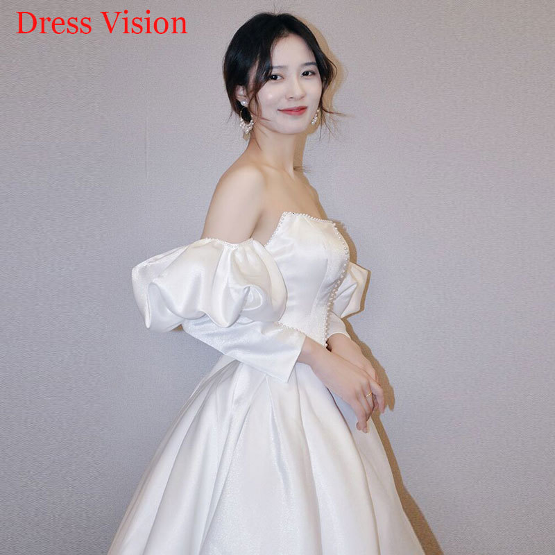 

2021 Sexy Strapless Satin Wedding Es Robe Marie to Be Long Bride Gown Vestido De Novia Suknia Lubna Sj9z, Ivory