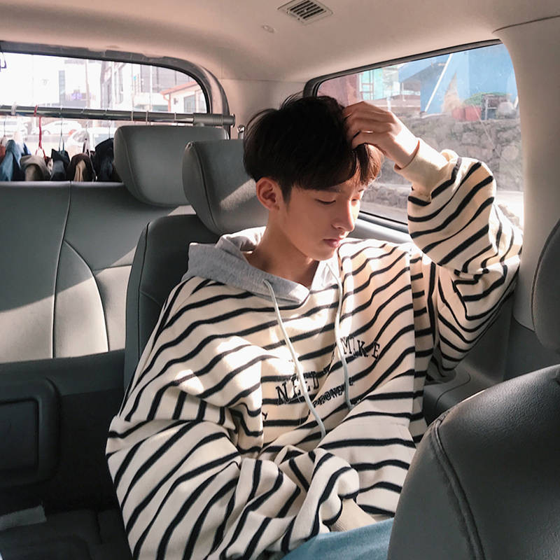 

2021 New Homens Moletom Capuz Casuais De & Inverno Listrado Streetwear Hoodies Manga Comprida Camisola Outwear 58tz