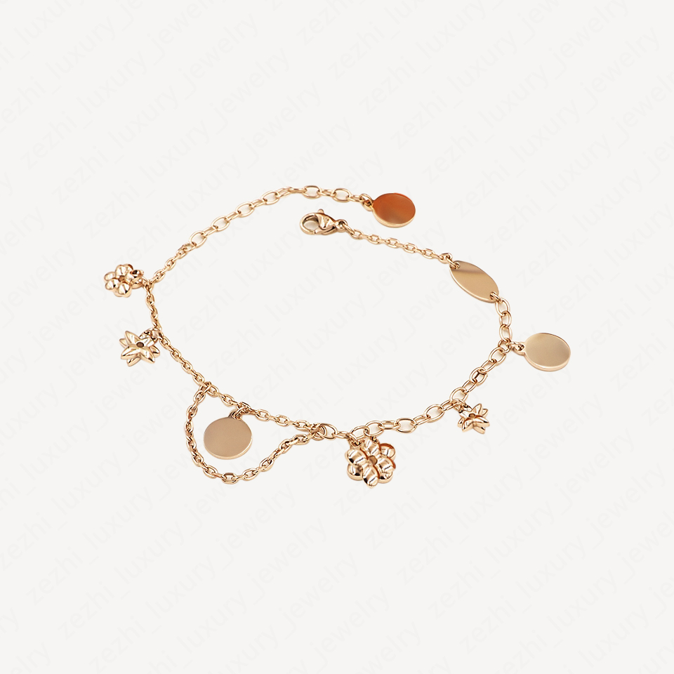 New Link Chain 18k Gold Plated Charm Bracelet For Women Stainless Steel Heart Bracelets Woman Fashionable Classic Accessories With Jewelry Pouche-image-736105481