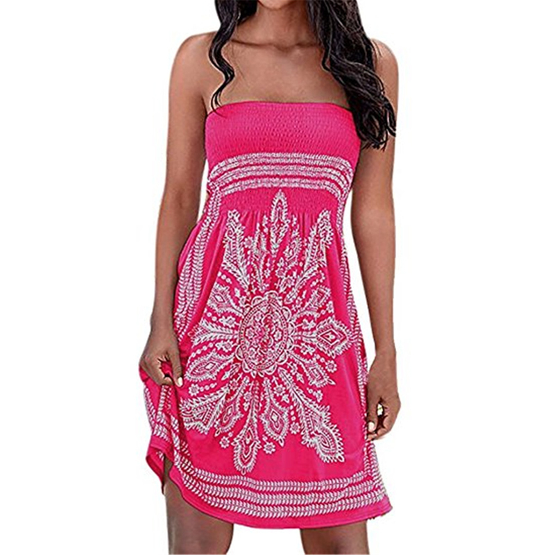 

2021 New Sexy Beach Es Print Summer Srtapless Party Women Vestido De Festa Robe Femme Vestidos Boho Fashion Harajuku Clothes G6pl, Orange