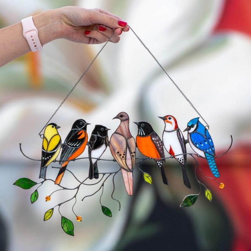 

Decorative Objects & Figurines Stained Bird Glass Window Hangings Acrylic Wall Hanging Birds Decor Room Accessories Scandinavian Mothers Day