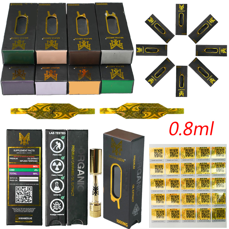 

MUHA MEDS Cartridge Live Resin Vape Pen Atomizers Cartridges Packaging 0.8ML Gold Tank Thick Oil Empty Atomizer 510 Thread