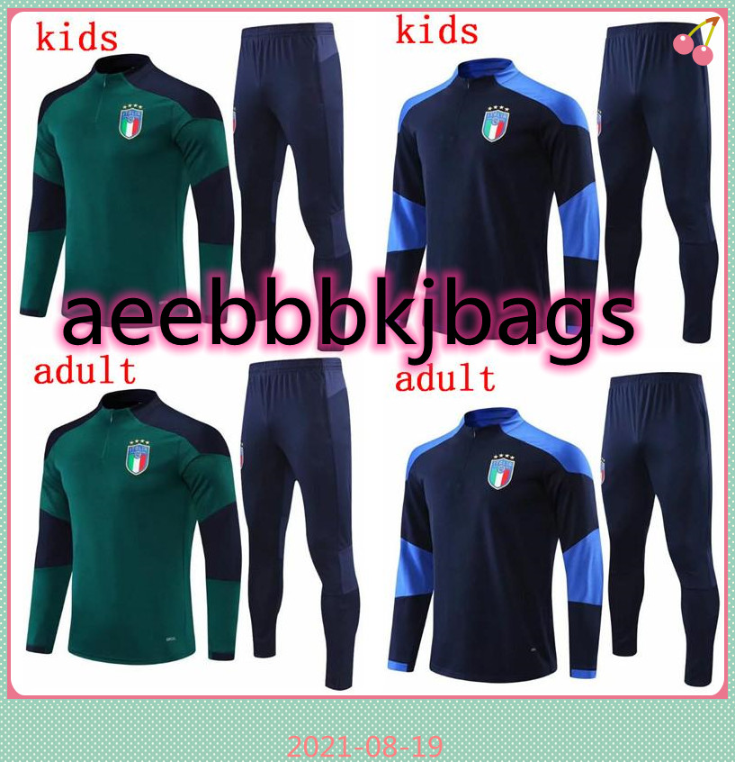 

Adults and kids Italy survetement jacket Training suit soccer tracksuits 2021 Italia tracksuit football set, Black