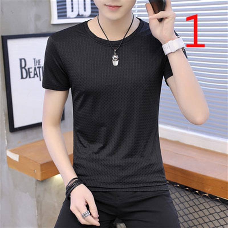 

2021 Men's Round Neck Short Sleeve T-shirt Summer New Letter Embroidery Simple Ins T5fz