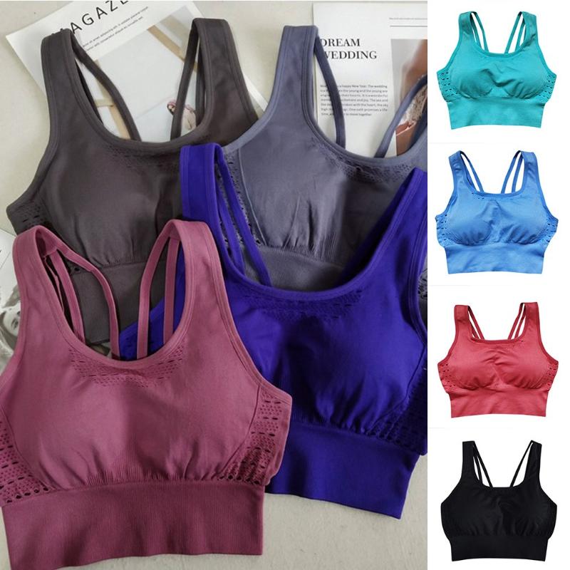 

Women Bras Breathable Sports Bra Panties Set Push Up Anti-Sweat Shockproof Padded Sports Bra Yoga Top Fitness Crop Top Underwear