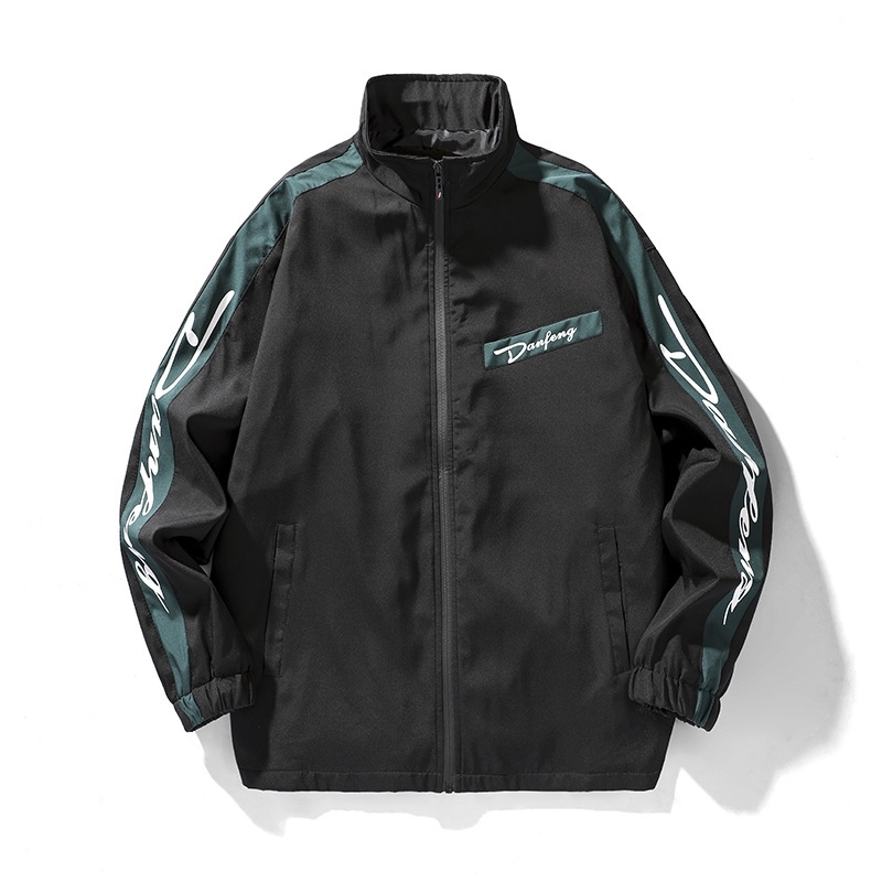 

2020 autumn thin stand collar jacket trend Korean youth loose casual coat spring men's wear, Black