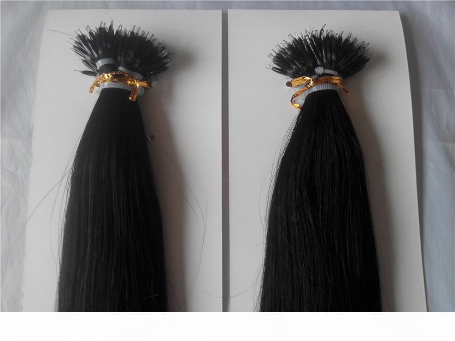 

High Quality 14"-28"Nano Rings INDIAN REMY Human Hair Extensions 100g pk 1g s Color #1 Jet Black Nano Tip Hair Extensions