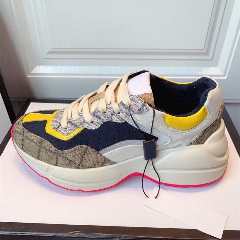 

Designer Lady Leather Fashion 100% 35-42-45 Womens Sneaker Shoes Lace-up Letters Woman Men Platform New Large Casual Luxury Size Pshra, Brown