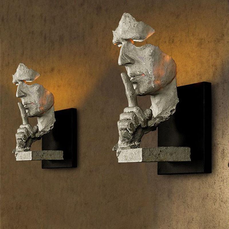 

Wall Lamps Simple Abstract Mask Lamp Creative Face Retro Light Dining Room Bar Cafe Sconces Resin Art Deco Fixtures