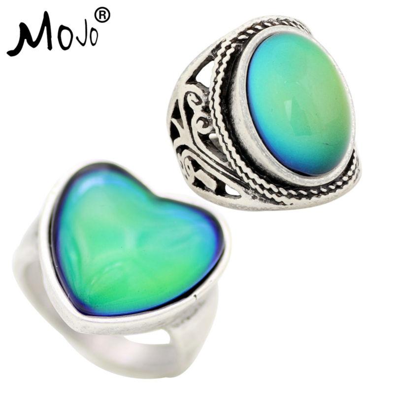 

Wedding Rings 2PCS Vintage Ring Set Of On Fingers Mood That Changes Color Strength For Women Men Jewelry RS019-056