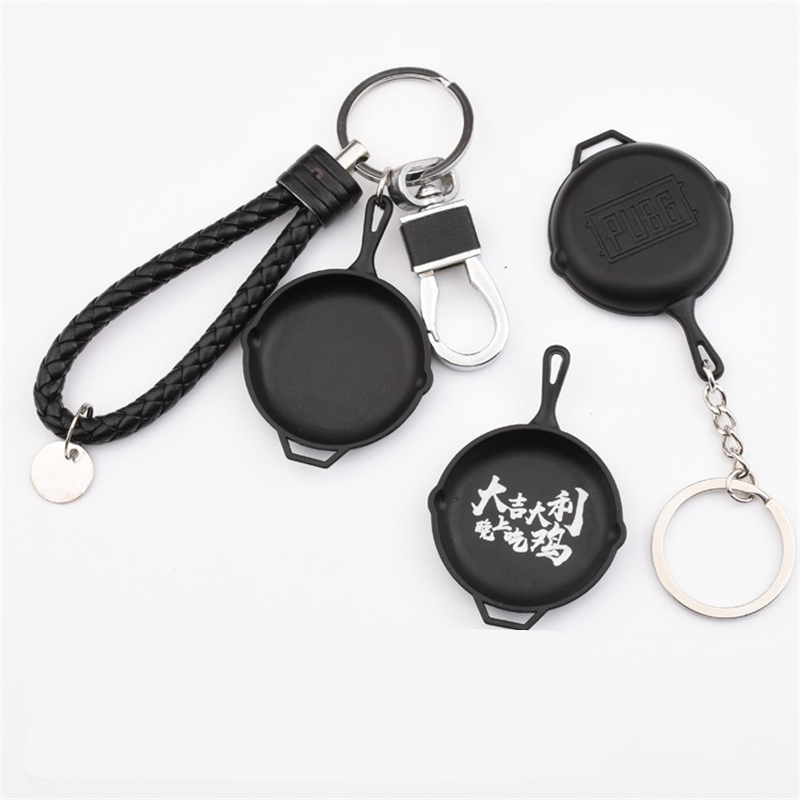 

10Pieces/Lot 2021 New Trendy Punk Black Metal Pan Keychain Creative Car Bag Key Chain Pot Pendant Ring Factory Wholesale cs