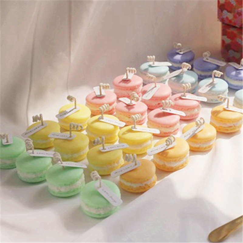 

Macaron Scented Candles Portable Mini Macaron Cute Birthday Party Festival Home Decorative Candles Photo Shooting Props