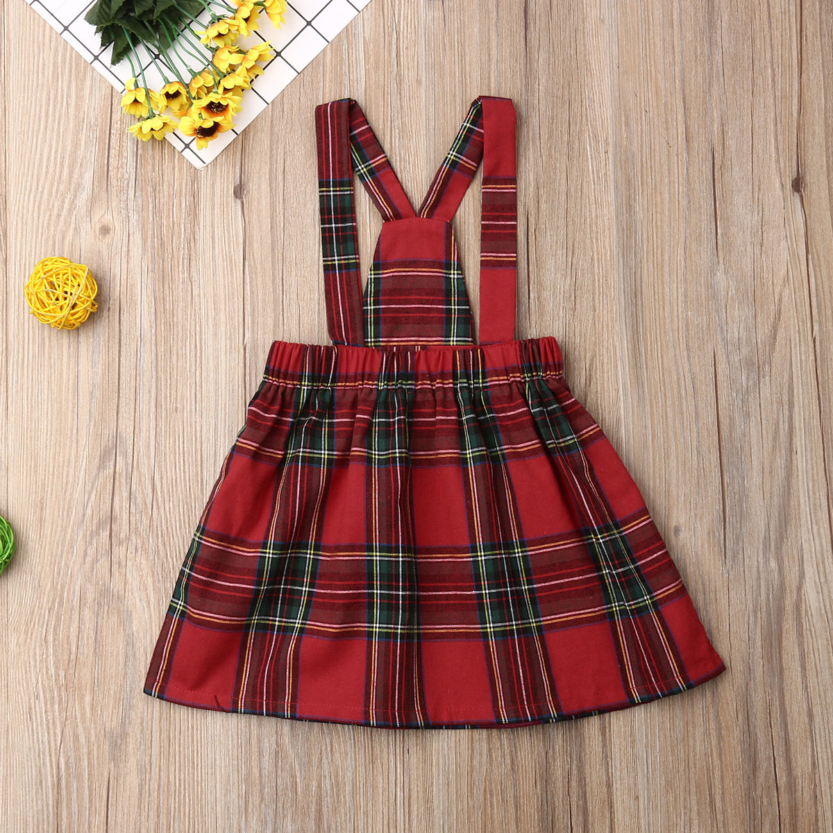 

Christmas Toddler Baby Kid Girl Clothes Children Red Plaid Ruffles Skirts Newborn Baby Girl Rompers Overalls Xmas Girls Costumes, 1 to 2 years dress