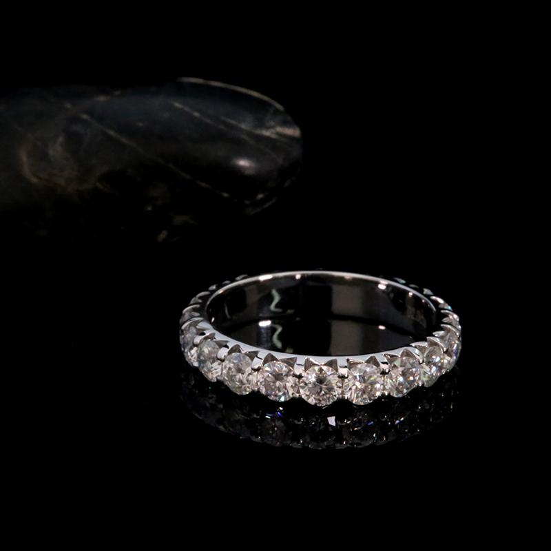 

Cluster Rings AEAW Solid 14K White Gold Round Moissanite Enternity Full Diamond Band 3mm 0.1ct 2.0ctw DF Color For Women, Golden;silver